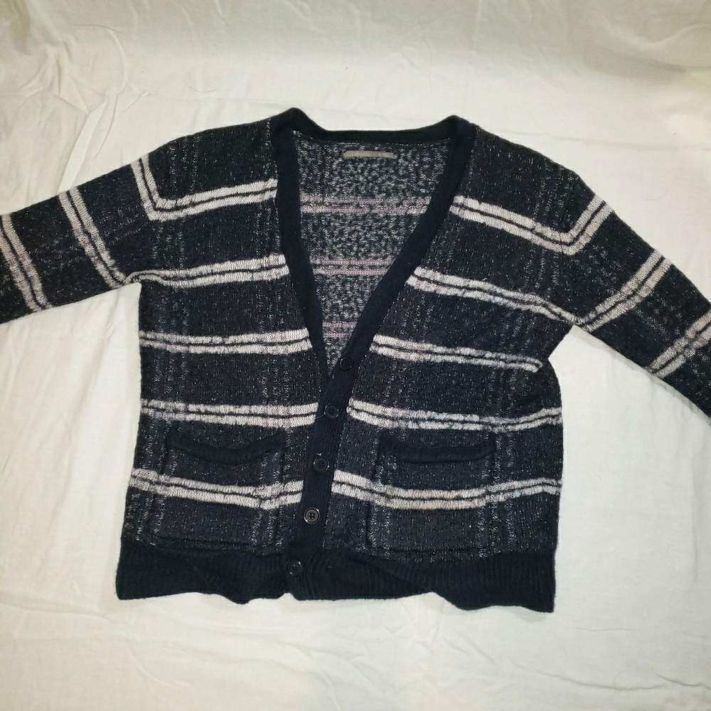 cozy black and white button up sweater